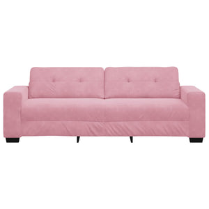 3-Sitzer Sofa Rosa Samt mit Kissen