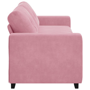 3-Sitzer Sofa Rosa Samt mit Kissen