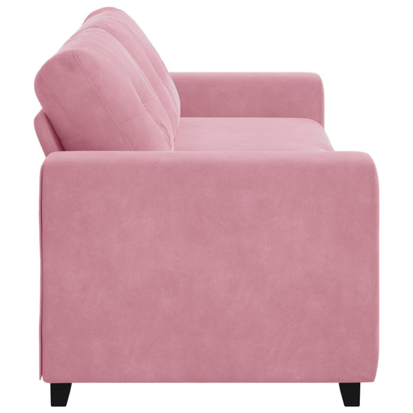 3-Sitzer Sofa Rosa Samt mit Kissen