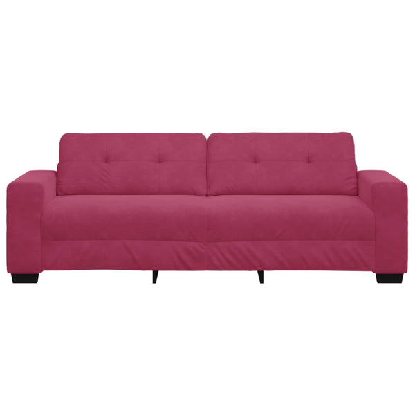 3-Sitzer Sofa Weinrot Samt 180cm