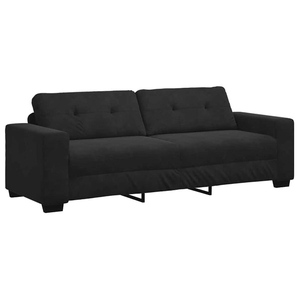 Schwarzes 3-Sitzer Samt Sofa 220 cm
