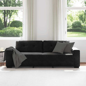 Schwarzes 3-Sitzer Samt Sofa 220 cm
