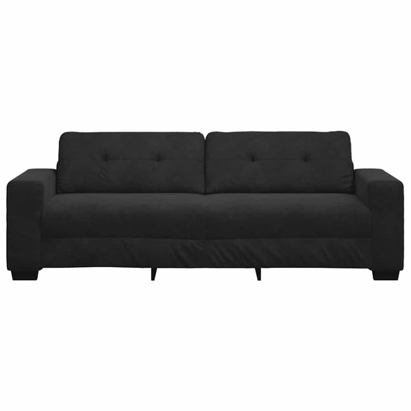 Schwarzes 3-Sitzer Samt Sofa 220 cm