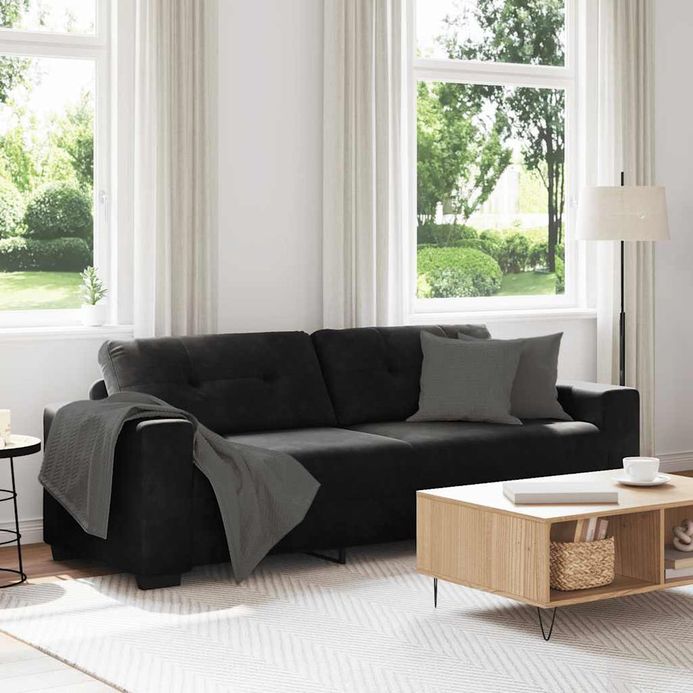 vidaXL Canapé 3 places Noir 220x78x80 cm Velours