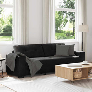 Schwarzes 3-Sitzer Samt Sofa 220 cm