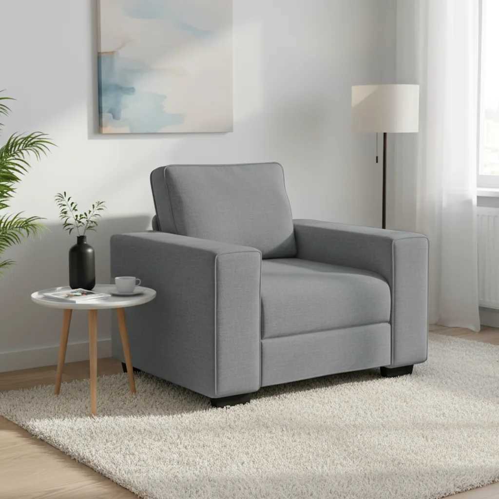 Hellgrauer Stoff Sessel 100x77x82 cm