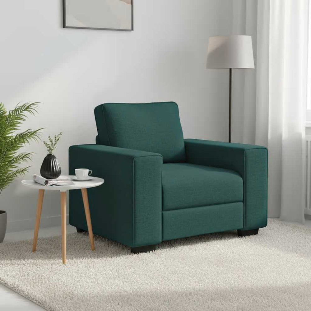 Dunkelgrüner Stoff Sessel 100 cm