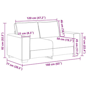 2-Sitzer Sofa Hellgrau Stoff 160 cm