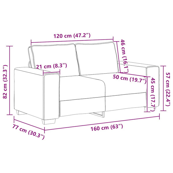 Braunes 2-Sitzer Sofa Stoff 160 cm
