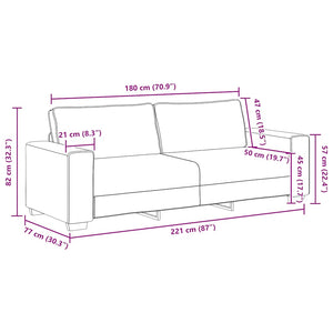 3-Sitzer Sofa Hellgrau Stoff 220 cm
