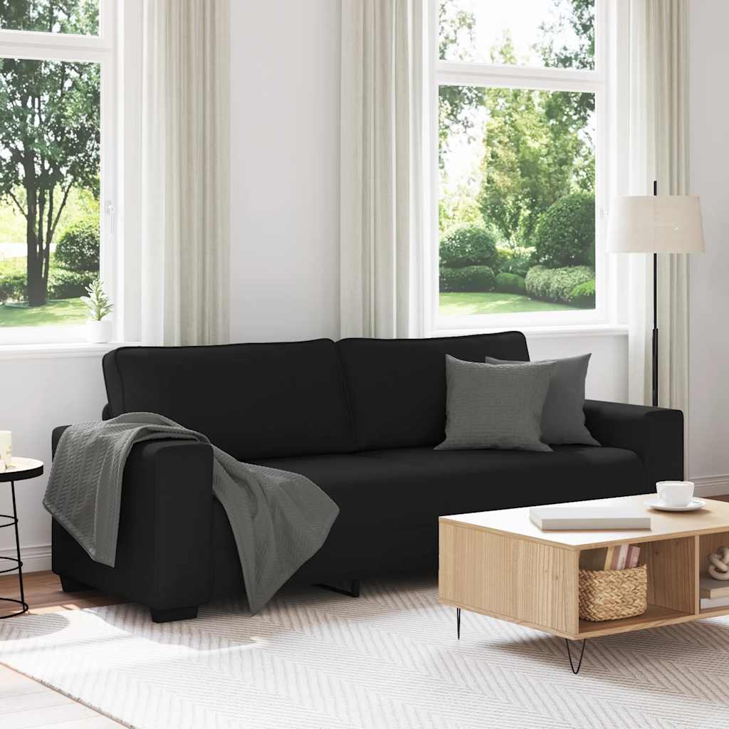 Schwarzes 3-Sitzer Sofa Stoff 220 cm