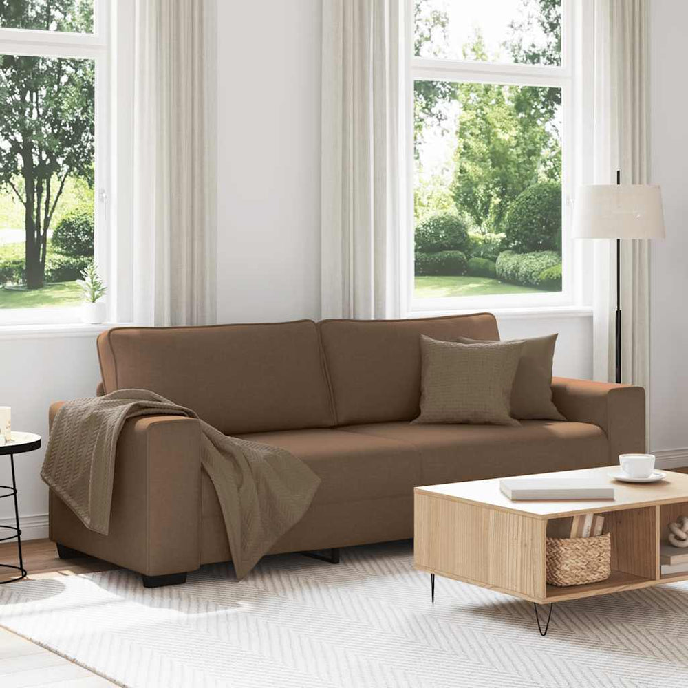 3-Sitzer Sofa Braun Stoff 220 cm