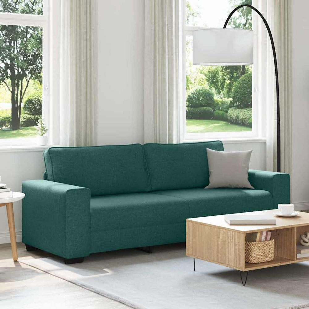 vidaXL Canapé 3 places vert foncé 220x77x82 cm Tissu