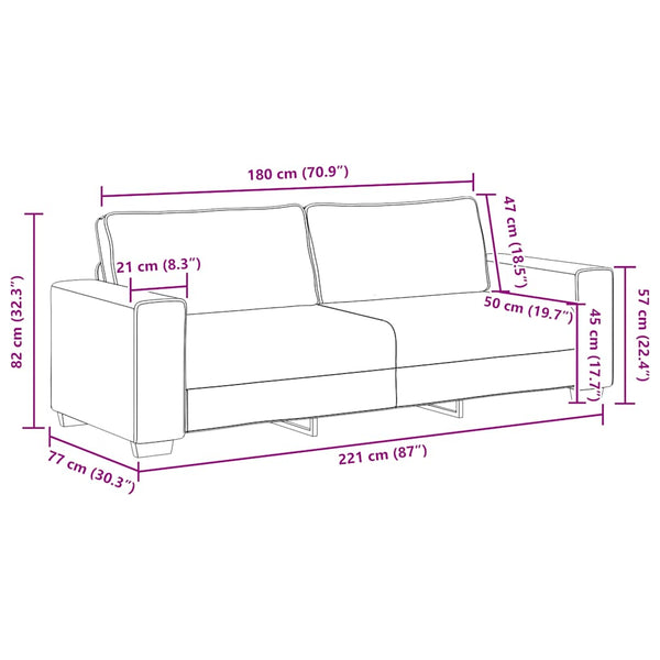 vidaXL Canapé 3 places taupe 220x77x82 cm tissu