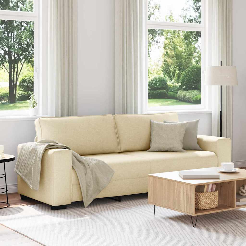 vidaXL Canapé à 3 places crème 220x77x82 cm Tissu