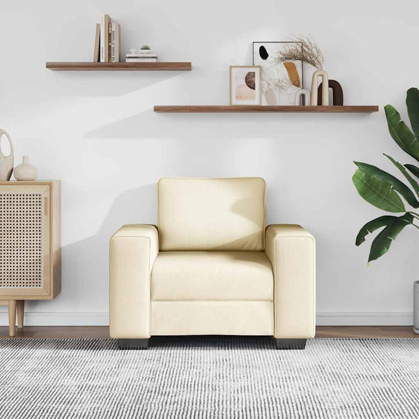 Sessel Creme Cordstoff 100x77x82 cm