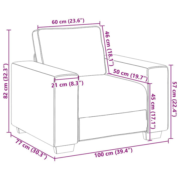 Sessel Creme Cordstoff 100x77x82 cm