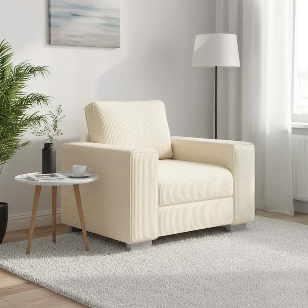 Sessel Creme Cordstoff 100x77x82 cm