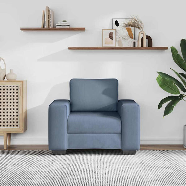Blauer Cord Sessel 100 cm