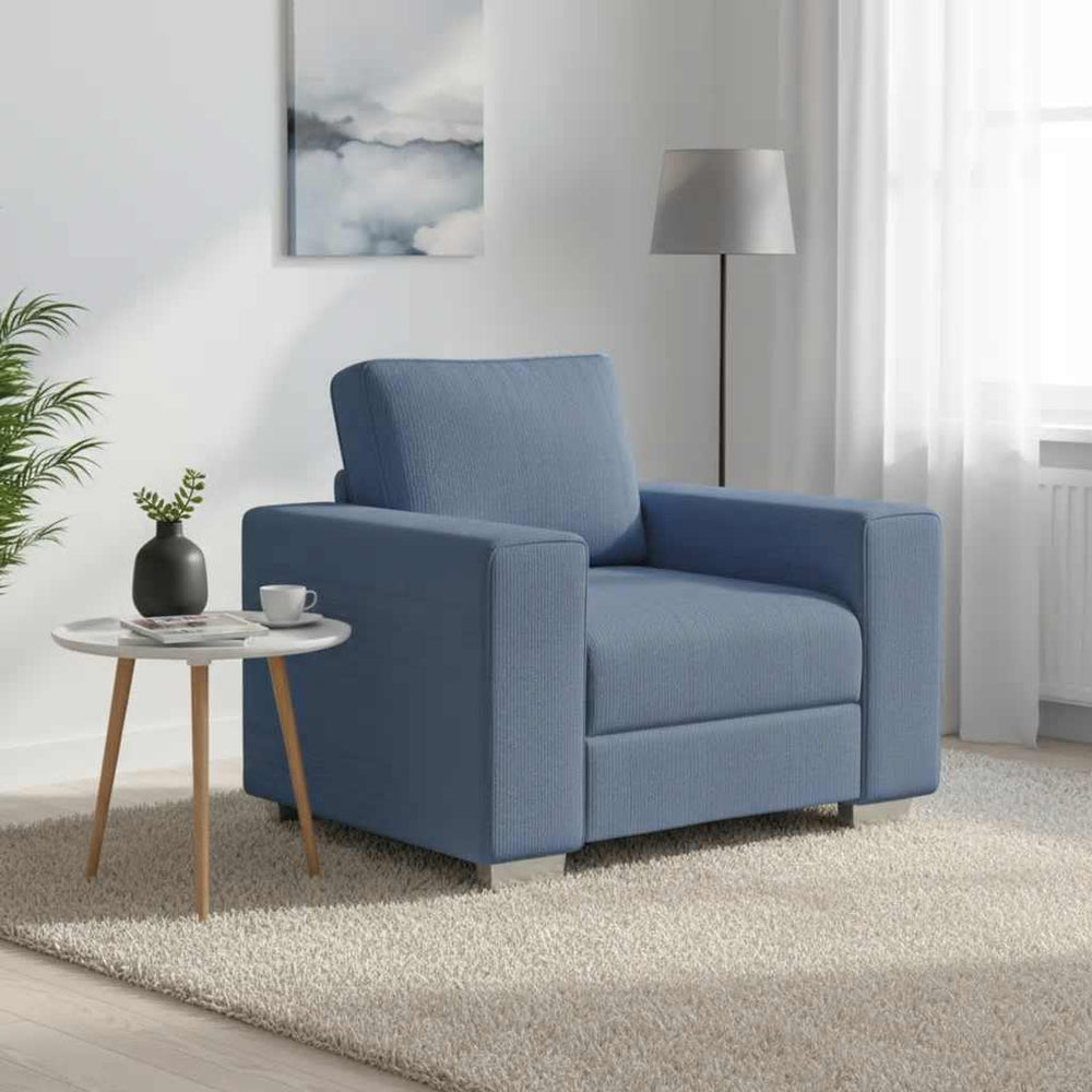 Blauer Cord Sessel 100 cm