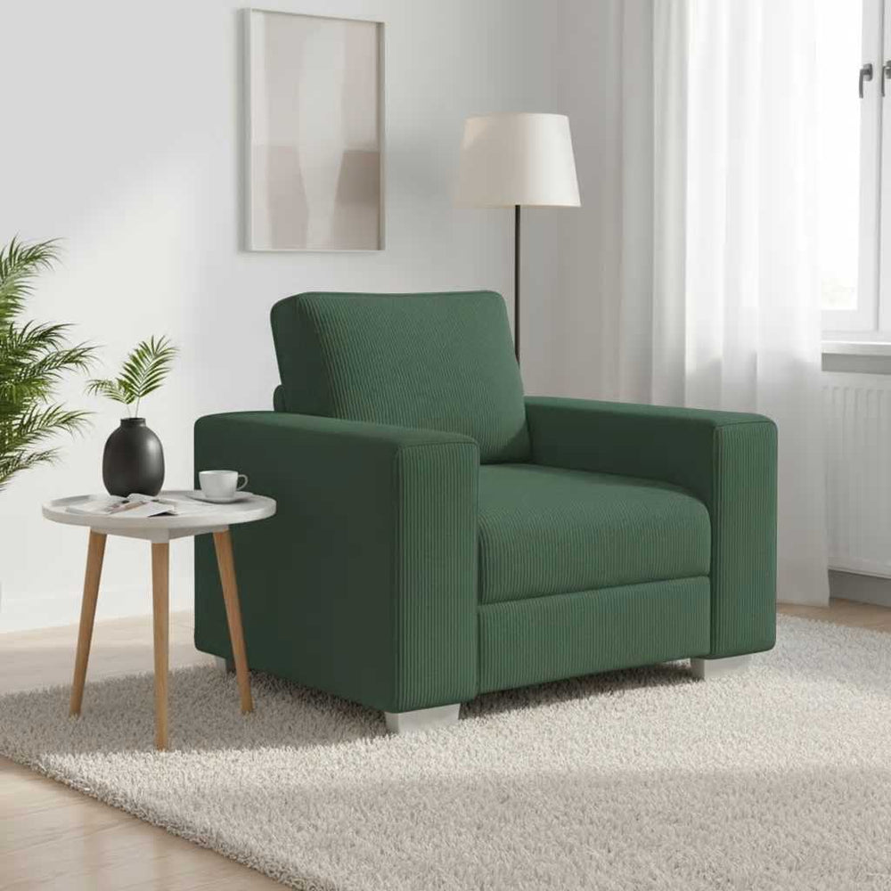 Dunkelgrüner Cord Sessel 100 cm