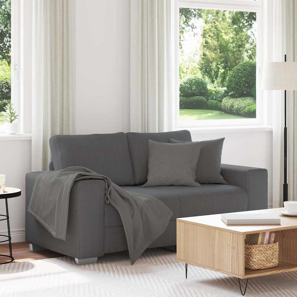 Dunkelgraues Cord Zweisitzer Sofa 160 cm