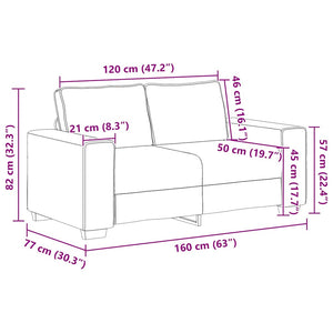 vidaXL Canapé deux places crème 160x77x82 cm velours côtelé