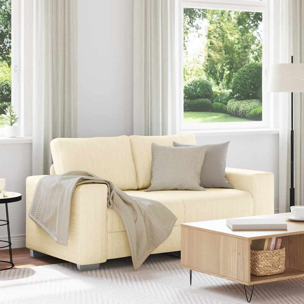 vidaXL Canapé deux places crème 160x77x82 cm velours côtelé