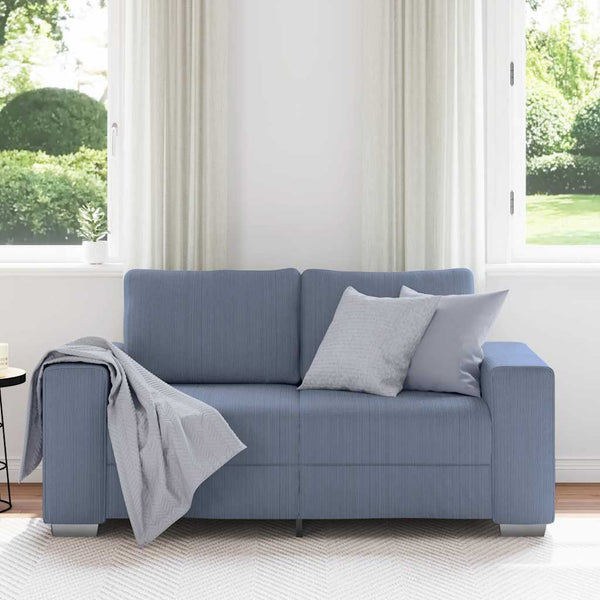 Blaues Cord Zweisitzer Sofa 160 cm