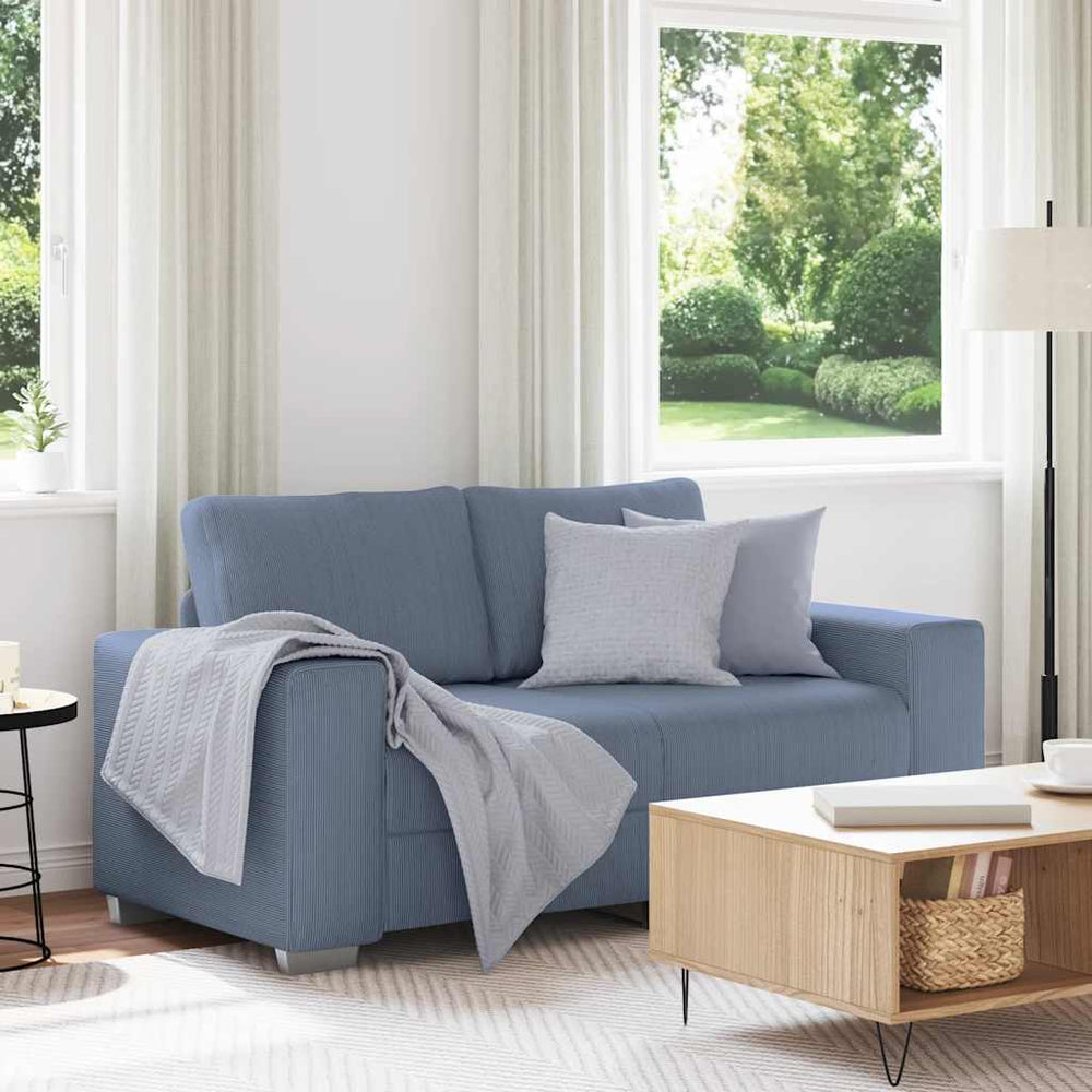 vidaXL Canapé deux places en velours côtelé bleu 160x77x82 cm
