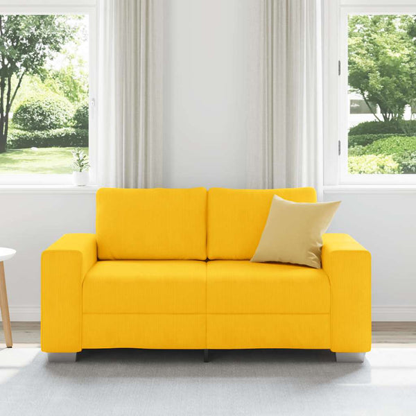 Hellgelbes Cord Zweisitzer Sofa 160 cm