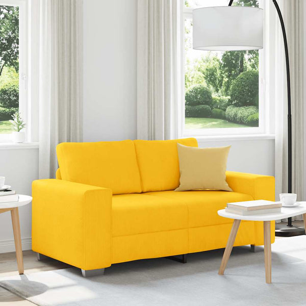 Hellgelbes Cord Zweisitzer Sofa 160 cm
