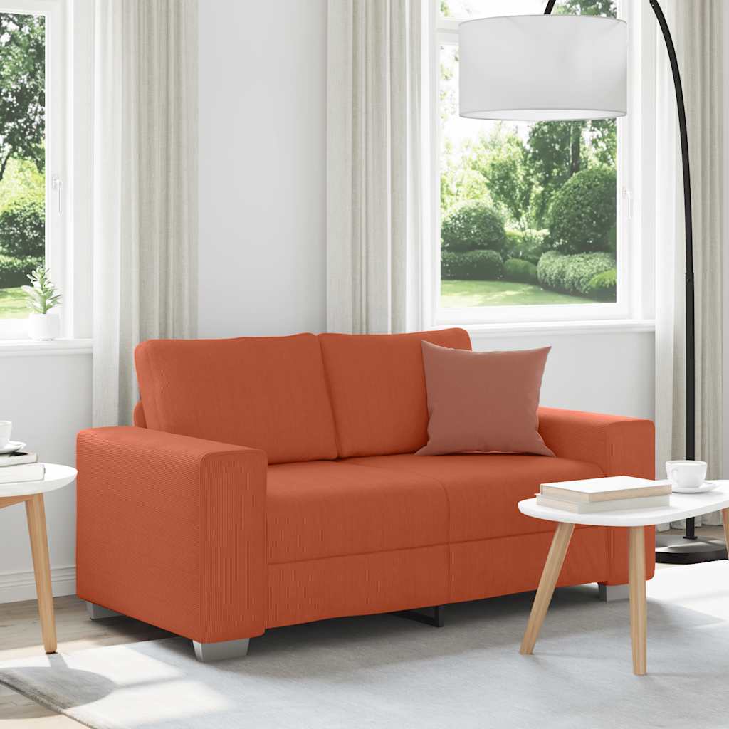 Zweisitzer Sofa Cordstoff Rot Orange