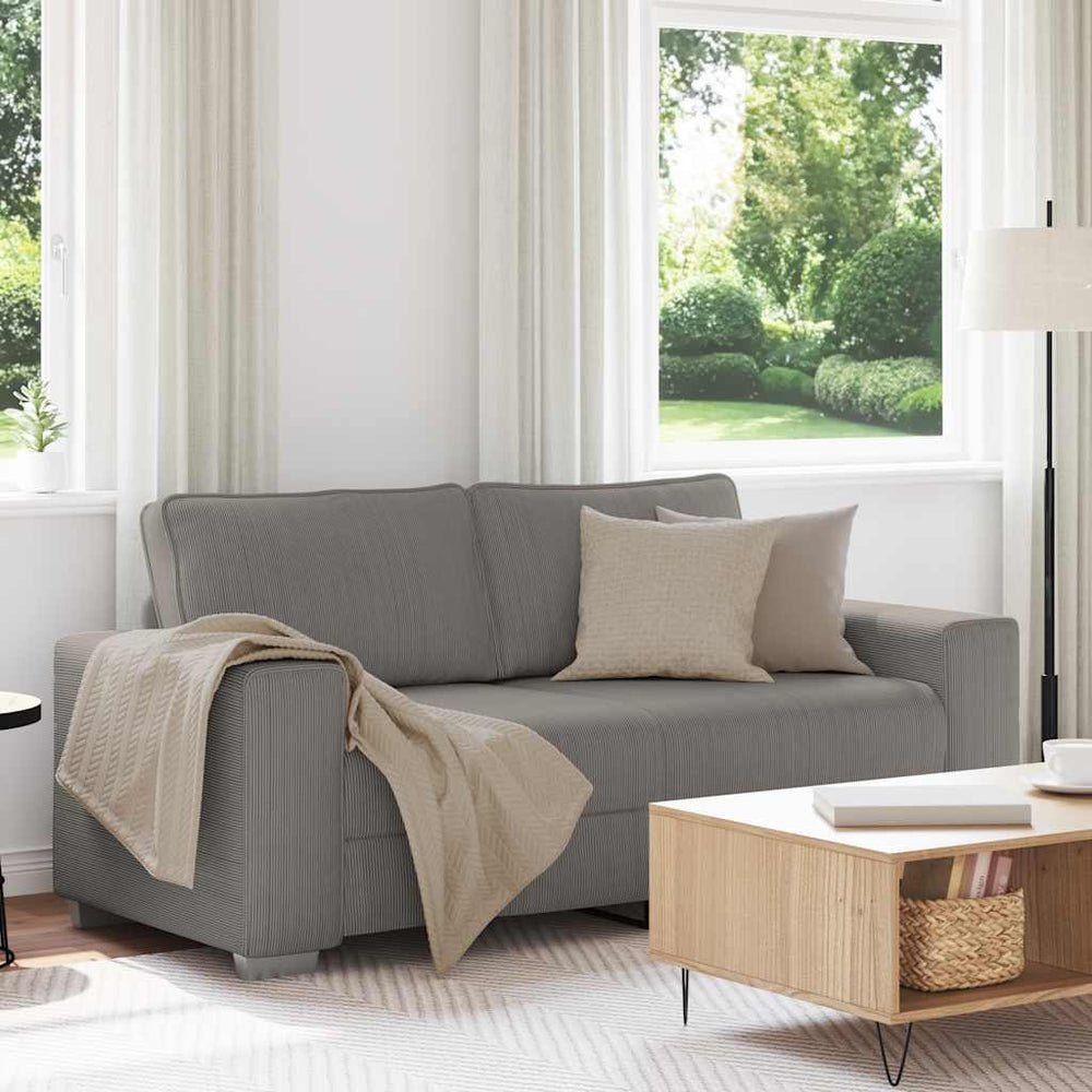 Cord Zweisitzer Sofa Hellgrau 180 cm