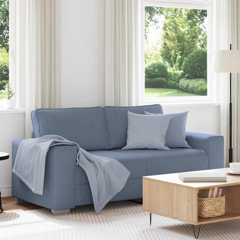 Blaues Cord Zweisitzer Sofa 180 cm