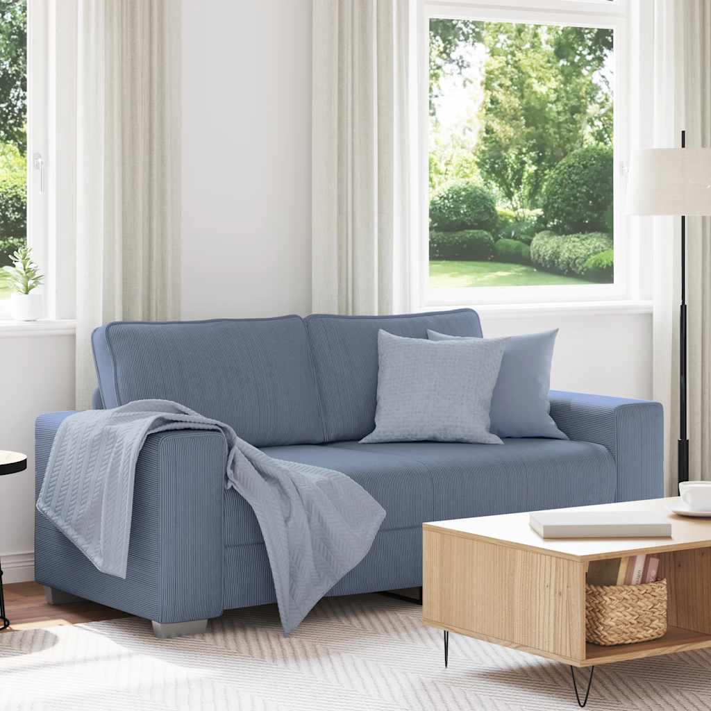 Blaues Cord Zweisitzer Sofa 180 cm