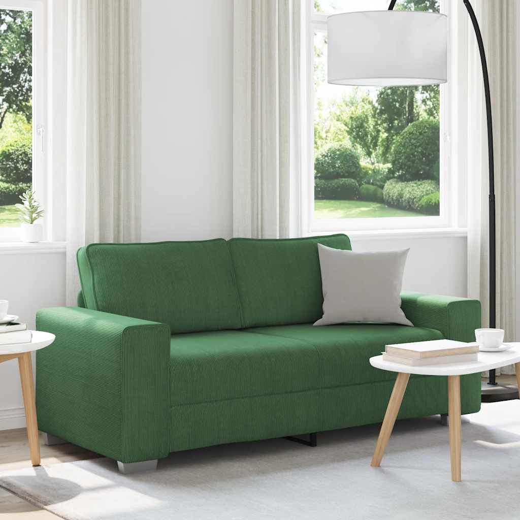 Dunkelgrünes Cord Zweisitzer Sofa 180 cm