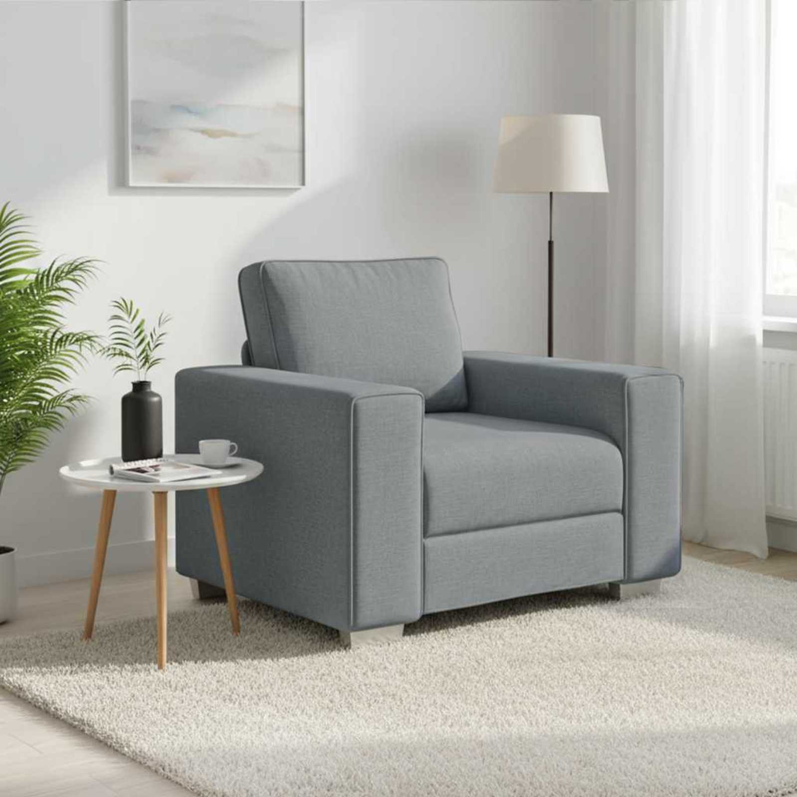 Sofa Sessel Hellgrau Stoff 100 cm