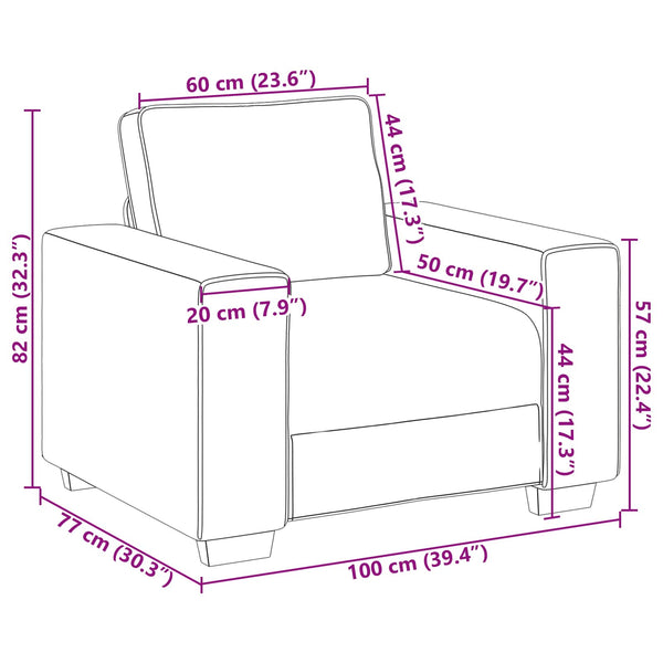 Dunkelgrauer Stoff Sofa-Sessel, 100 cm