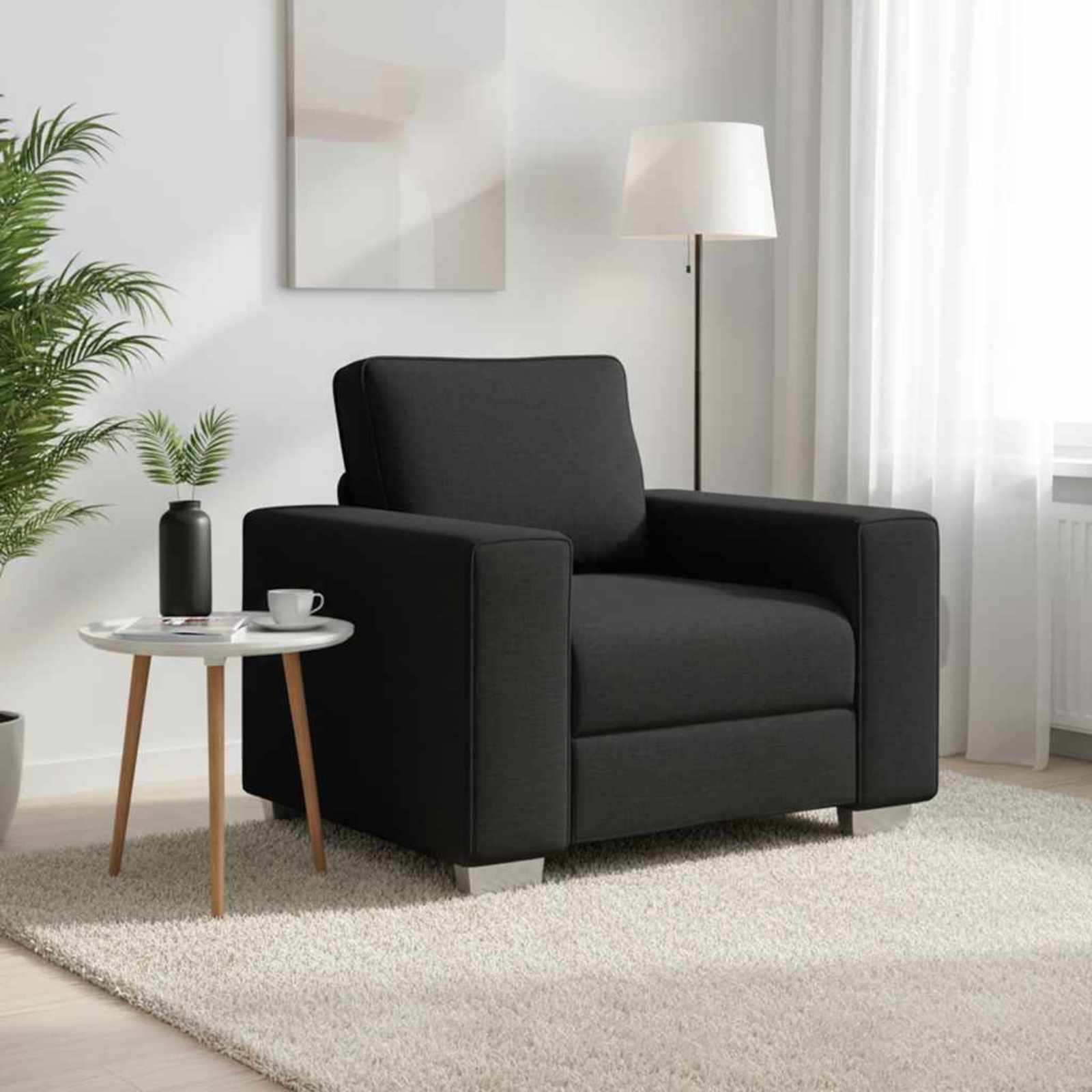Schwarzer Stoff Sofa-Sessel, 100 cm