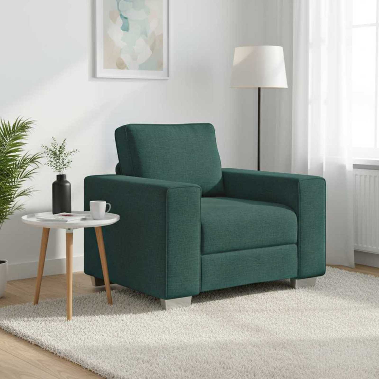 Dunkelgrüner Stoff Sofa-Sessel, 100 cm