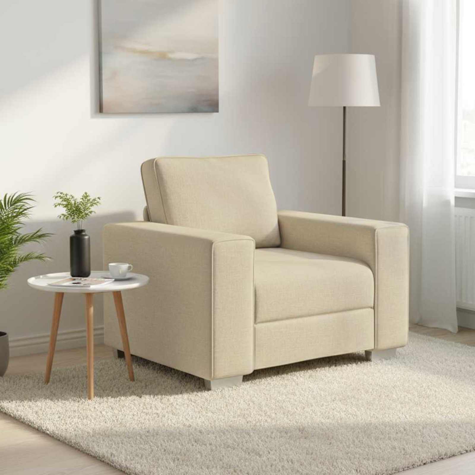 Sofa Sessel Creme Stoff 100 cm
