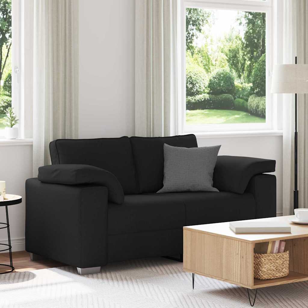 Schwarzes Stoffsofa, Zweisitzer, 160 cm