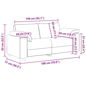 Schwarzes Stoffsofa, 180 cm, Zweisitzer
