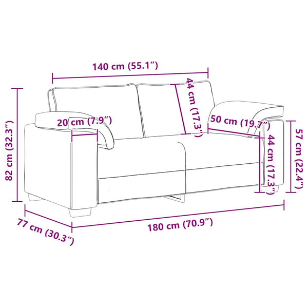 Schwarzes Stoffsofa, 180 cm, Zweisitzer