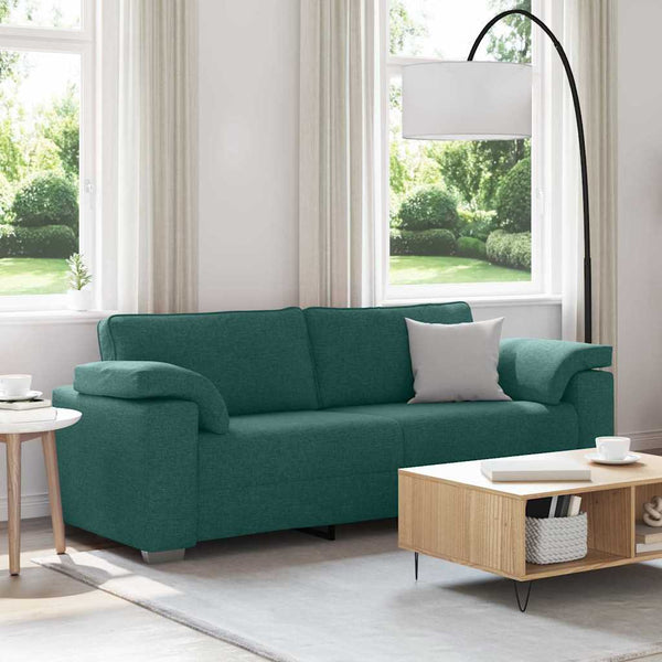 vidaXL Canapé à 3 places vert foncé 220 cm Tissu