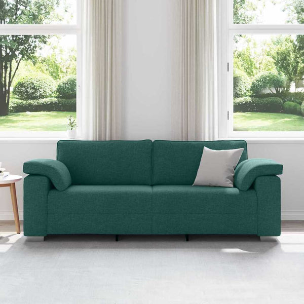 vidaXL Canapé à 3 places vert foncé 220 cm Tissu