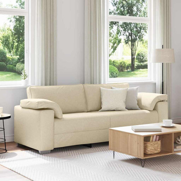 vidaXL Canapé à 3 places Crème 220 cm Tissu