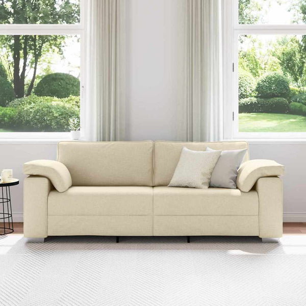 vidaXL Canapé à 3 places Crème 220 cm Tissu
