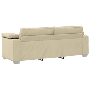 vidaXL Canapé à 3 places Crème 220 cm Tissu